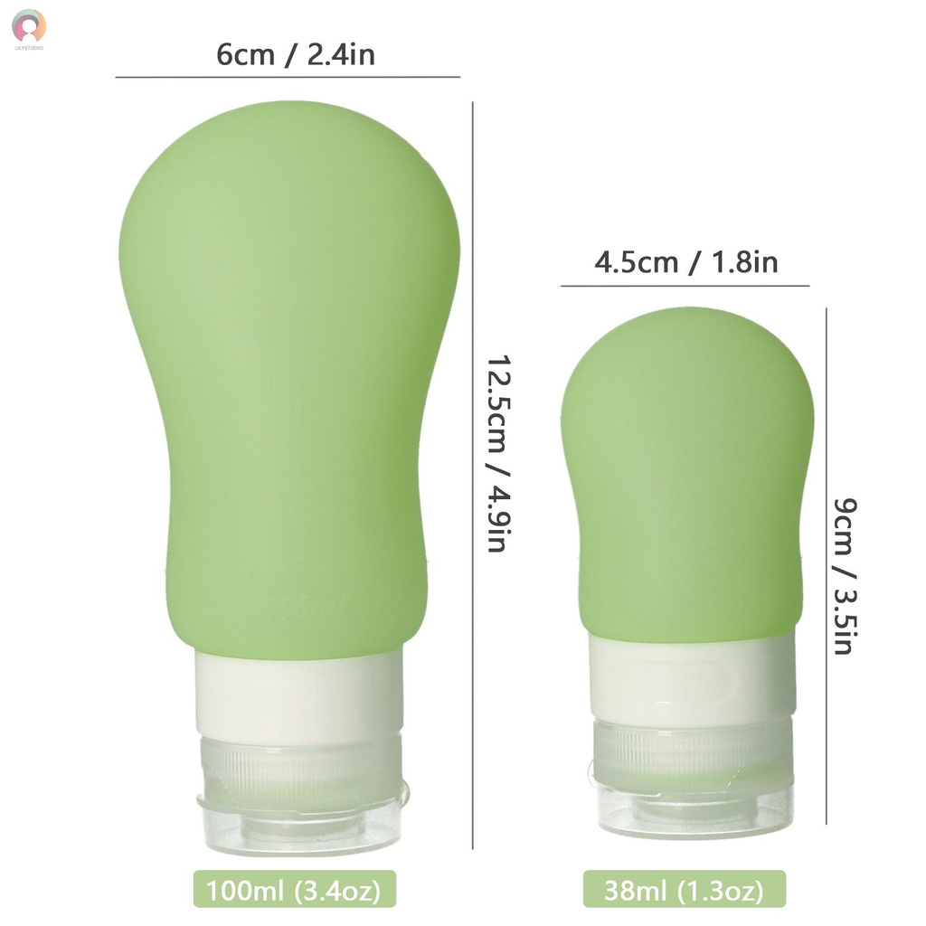 Silicone Travel Bottles Leak Proof 100ml & 38ml Squeezable Travel Size Toiletries Containers Portable Travel Bottle Container for Shampoo Shower Gel Cream Sunscreen