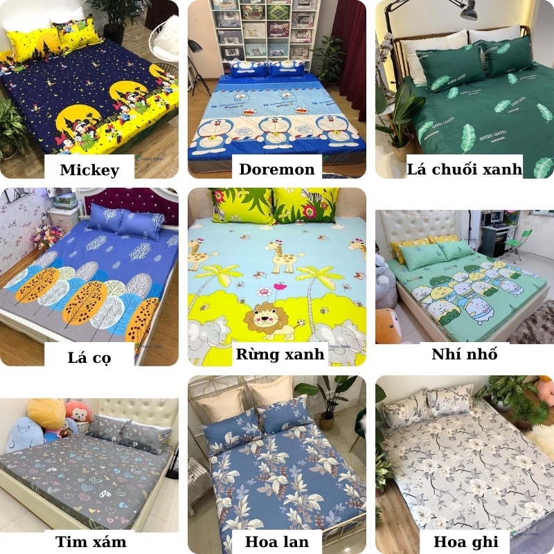 Bộ Ga Kèm Đôi Vỏ Gối Poly Cotton Bộ Ga Gối Giá Rẻ Kích Thước M6 hoặc M8