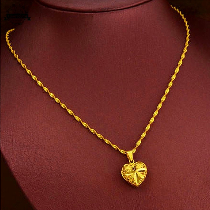 Vòng cổ mạ vàng 18k mặt trái tim chạm khắc rỗng
