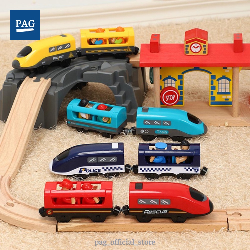 Tàu điện siêu tốc, xe lửa chạy bằng pin, phụ kiện chơi cùng đường ray xe lửa gỗ