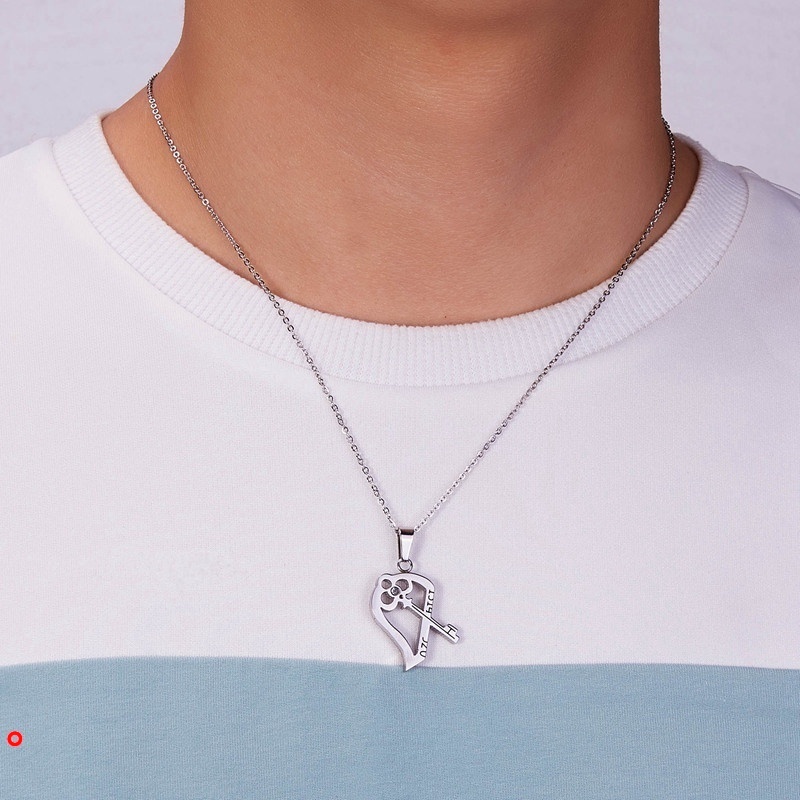 Set 2 dây chuyền thiết kế có mặt ghép hình trái tim thời trang cho cặp đôi