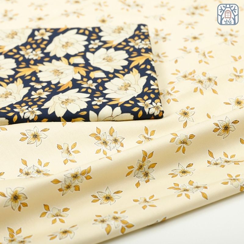 CS21-225 Vải cotton 100% tự nhiên🍒Chuanshui🍒khổ vải 145cm, hoa vàng mùa thu - vải đẹp handmade, may quần áo, túi cao cấ
