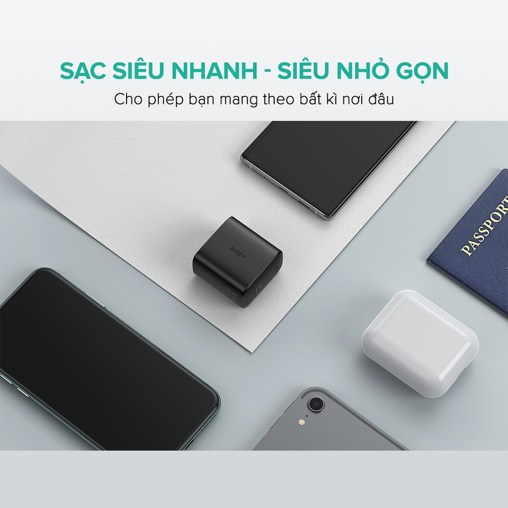 Cốc Sạc Nhanh Siêu Nhỏ Aukey PA-F1S Cổng Type C Power Delivery 20W