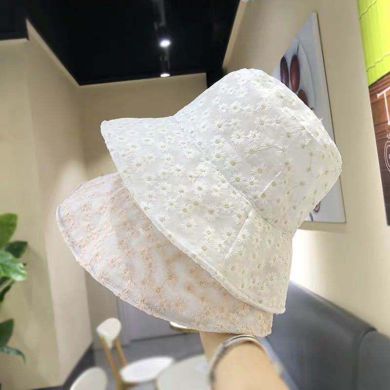 Mũ Bucket Ren Họa Tiết Cúc Bi Dành Cho Mùa Hè Dễ Thương