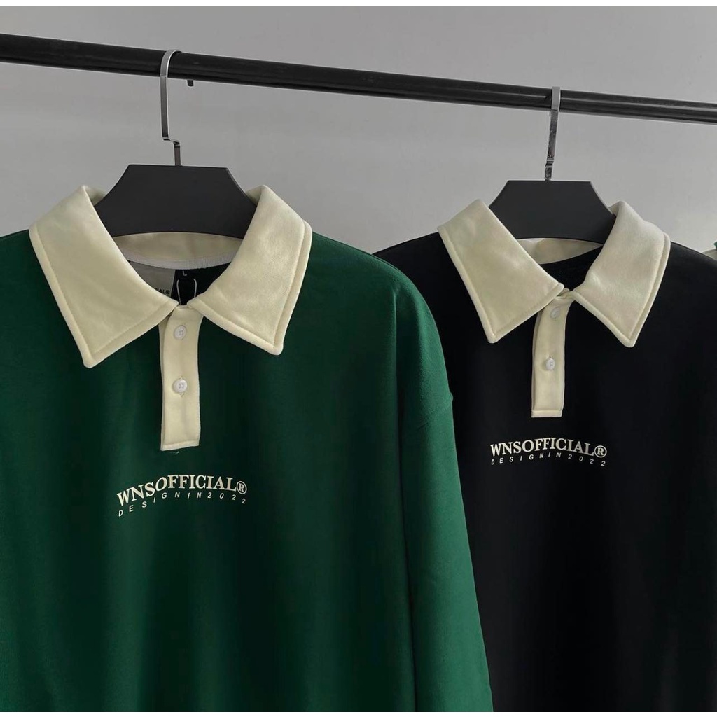 Áo Sweater WNS chất Nỉ cua cotton áo Sweater polo áo nỉ dài tay chính hãng Wns KUN SHOP UNISEX