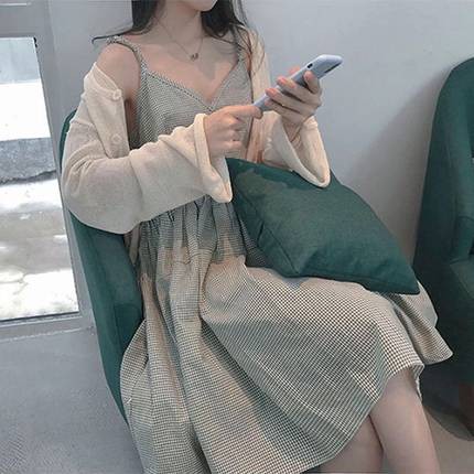 (ORDER) Set váy hai dây + áo cardigan dịu dàng | BigBuy360 - bigbuy360.vn