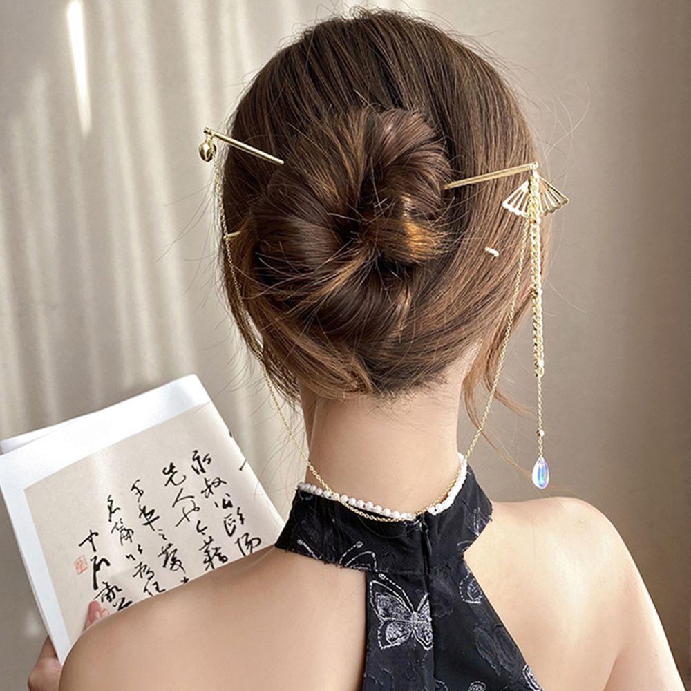 Trâm Cài Tóc Bằng Hợp Kim Hình Quạt Phong Cách Trung Hoa Thanh Lịch Cho Nữ