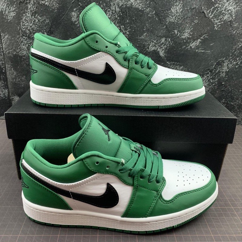 Giày thể thao AIR JORDAN 1 Low Pine Green thấp cổ màu xanh trắng siêu đẹp dành cho nam nữ x ! . .