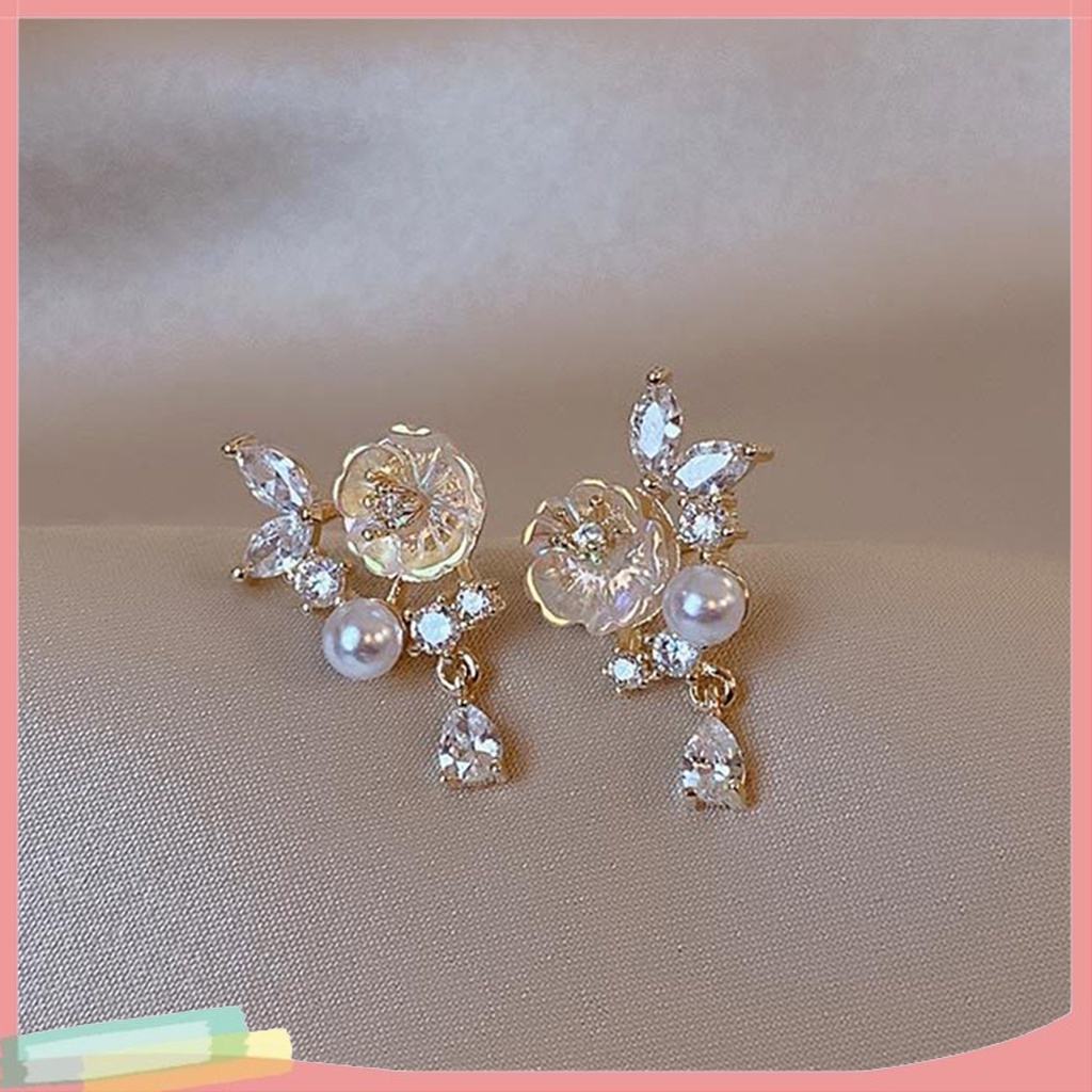 1 Đôi Bông Tai Xỏ Lỗ Hình Hoa Đính Ngọc Trai Giả Thời Trang
