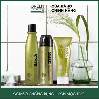 Combo bộ dầu gội, mặt nạ chống rụng tóc, kích mọc tóc nhanh tóc dầu, tóc gàu, tóc khô nhạy cảm Orzen Hàn Quốc