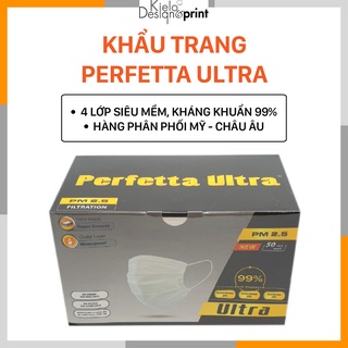 Khẩu trang y tế cao cấp Perfetta Ultra 4 lớp kháng khuẩn 99% 50 cái 1 hộp