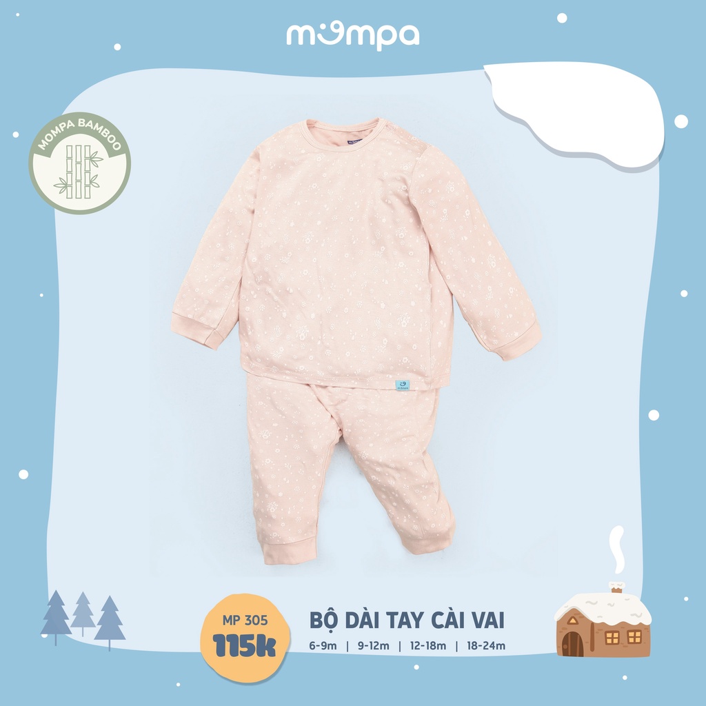 Bộ thu đông cho bé Mompa dài tay cài vai cho bé 6 đến 24 tháng MP 305 chất vải bamboo thoáng mát