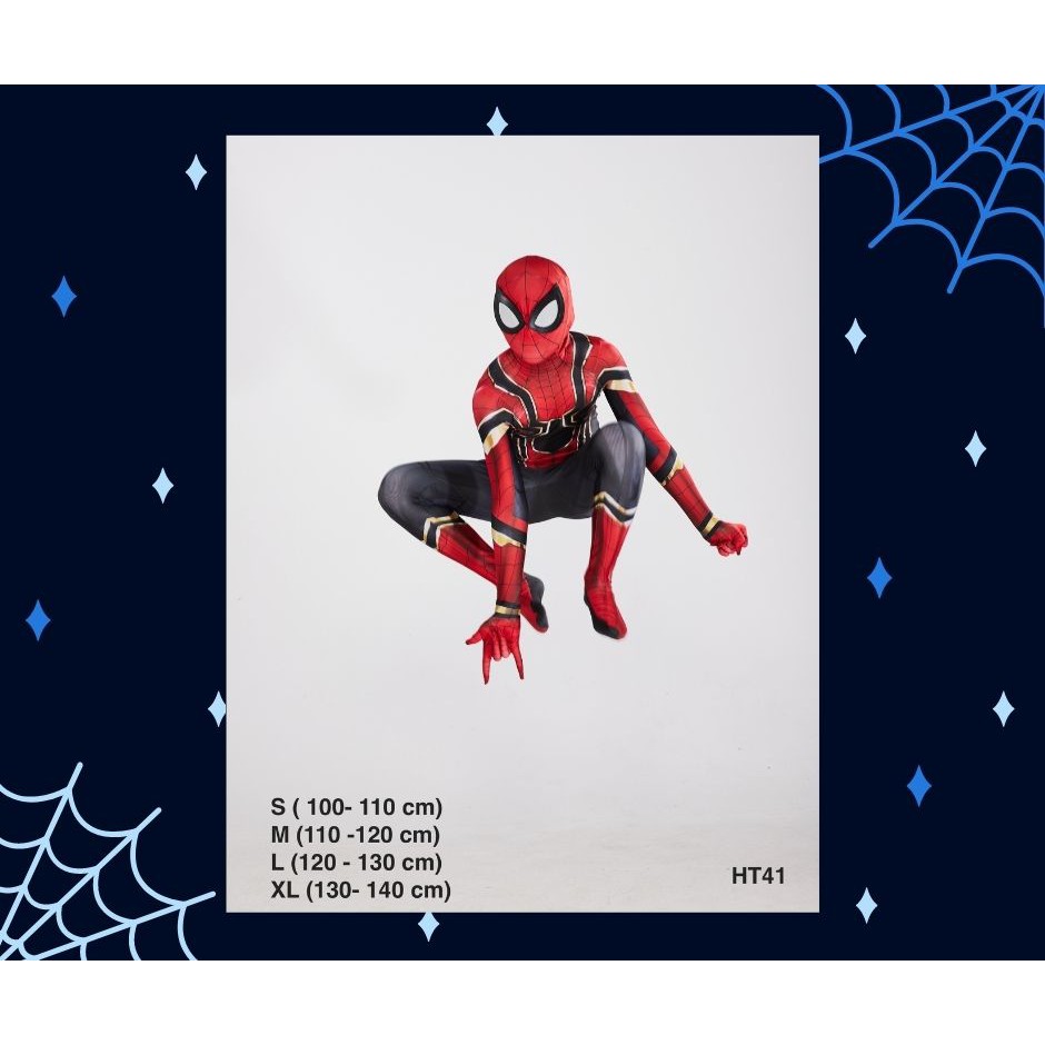 Bộ quần áo trẻ em trang phục hoá trang Người nhện Spiderman viền vàng. HT41