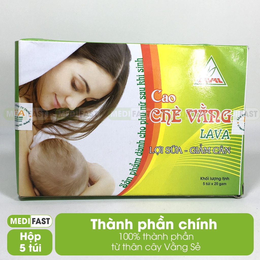 Cao chè vằng Lava lợi sữa cho mẹ bầu sau sinh hộp 5 gói lá vằng giảm mỡ mụn nhọt thải độc gan hỗ trợ tiểu đường