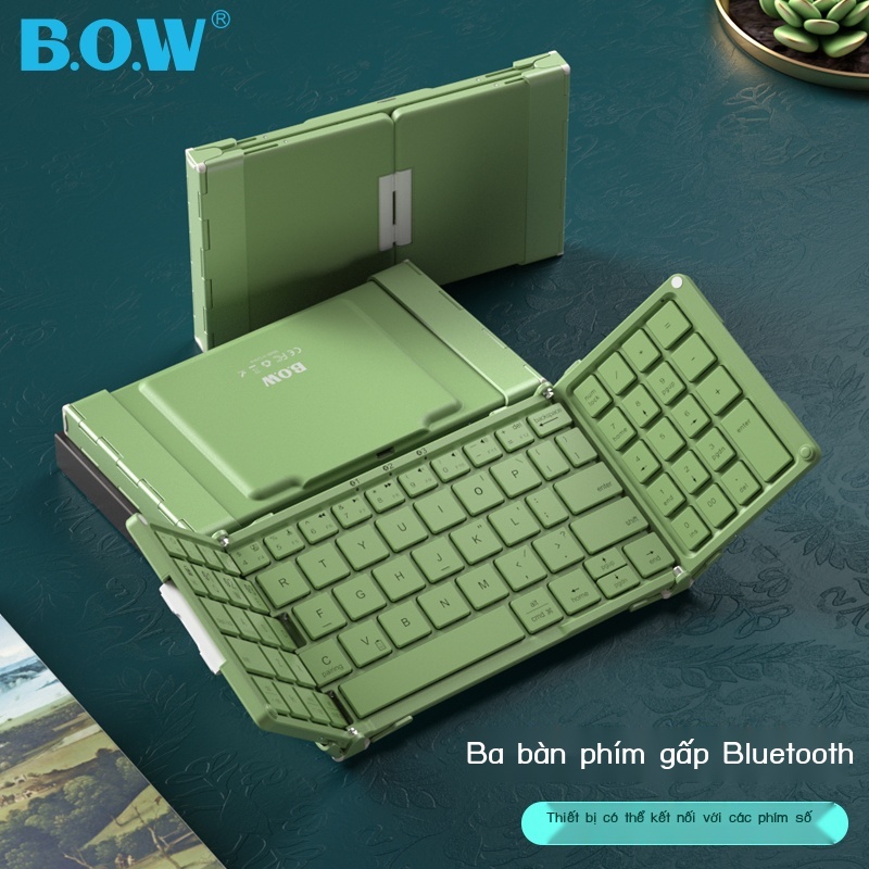 ☽❁Bộ ba bàn phím chuột bluetooth không dây gấp gọn BOW có số thể kết nối với điện thoại di động máy tính bảng laptop ipa