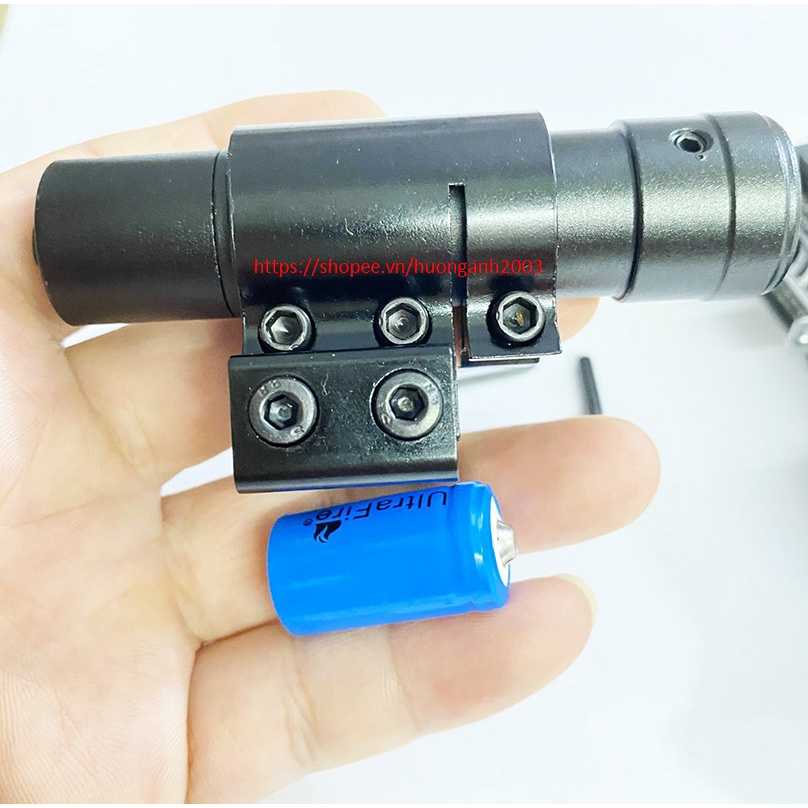Đèn Laze kẹp Rãnh tia Đỏ Cao Cấp  - Chỉnh Tâm - Phát Laze Rất Khỏe do dùng Pin Sạc 14250 + Tặng Kèm Cục SẠC Pin