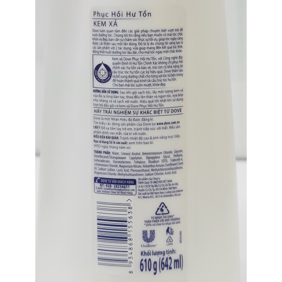 Dầu Gội Hoặc Dầu Xả Phục Hồi Hư Tổn DOVE