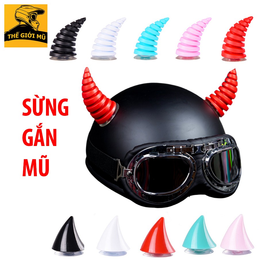 [Mã LIFEAUMAY giảm 10% tối đa 30k đơn 150k] Sừng mũ bảo hiểm nhiều màu cute, phụ kiện cho mũ đẹp độc lạ