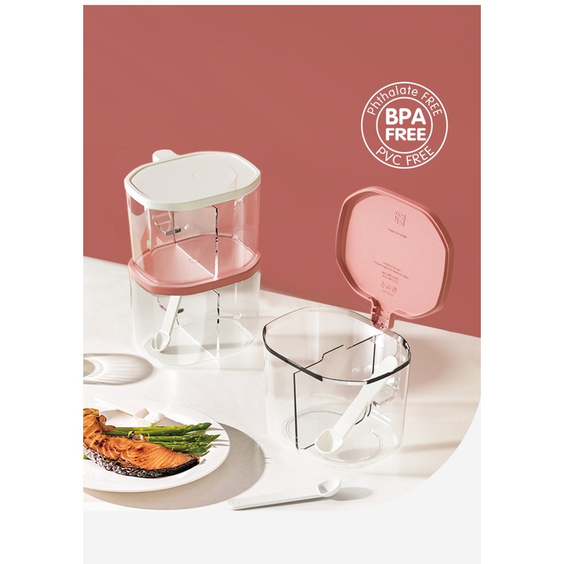 Hộp Đựng Gia Vị Trong Suốt Có Tay Cầm Và Muỗng Tiện Dụng