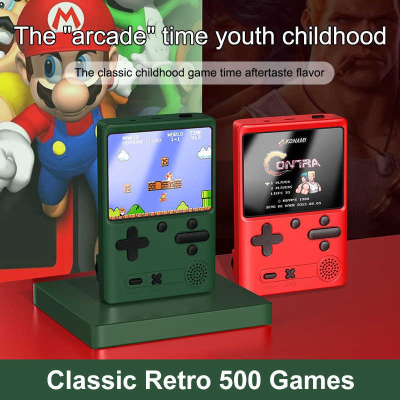 Máy game cầm tay mini M6- tích hợp 500 trò NES - 8 Bít - 3"TFT - Tặng kèm hộp bảo vệ classic, dây sạc