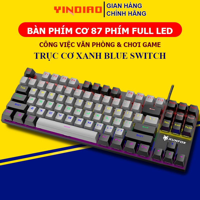 Bàn Phím Cơ Gaming Có Dây YINDIAO XunFox K80 Blue Switch 87 Phím