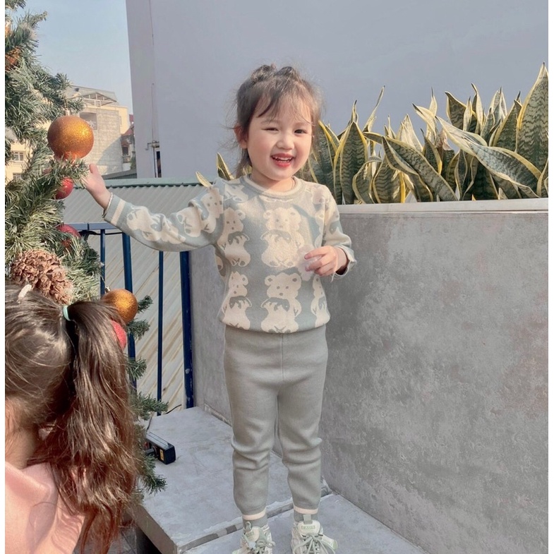 Bộ len lông thỏ cực dày ấm cho BÉ TRAI - BÉ GÁI