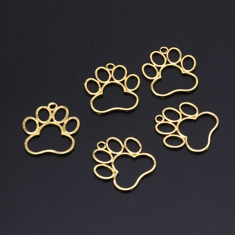 ✿INF✿5Pcs Pet Dog Footprint Blank Frame Pendant Open Bezel Setting UV Resin Jewelry