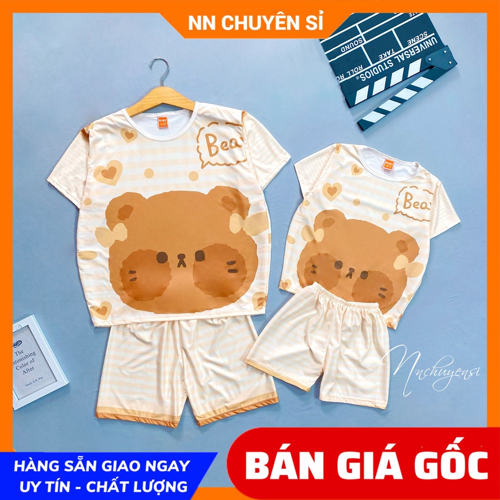 Đồ bộ thun quần đùi cho bé mặc nhà size đến 70kg chất thun mềm mát in hình Shin hoạt hình dễ thương DBRBD FULL SIZE