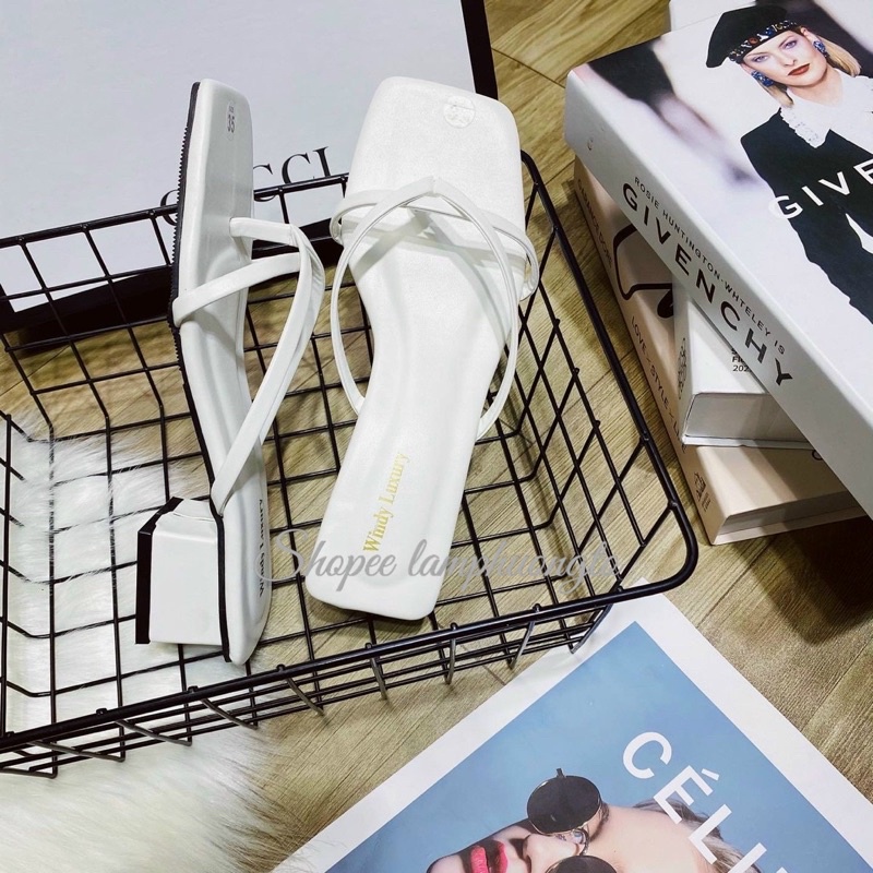 Guốc kẹp quai mảnh gót nhọn 6p mũi vuông GK
