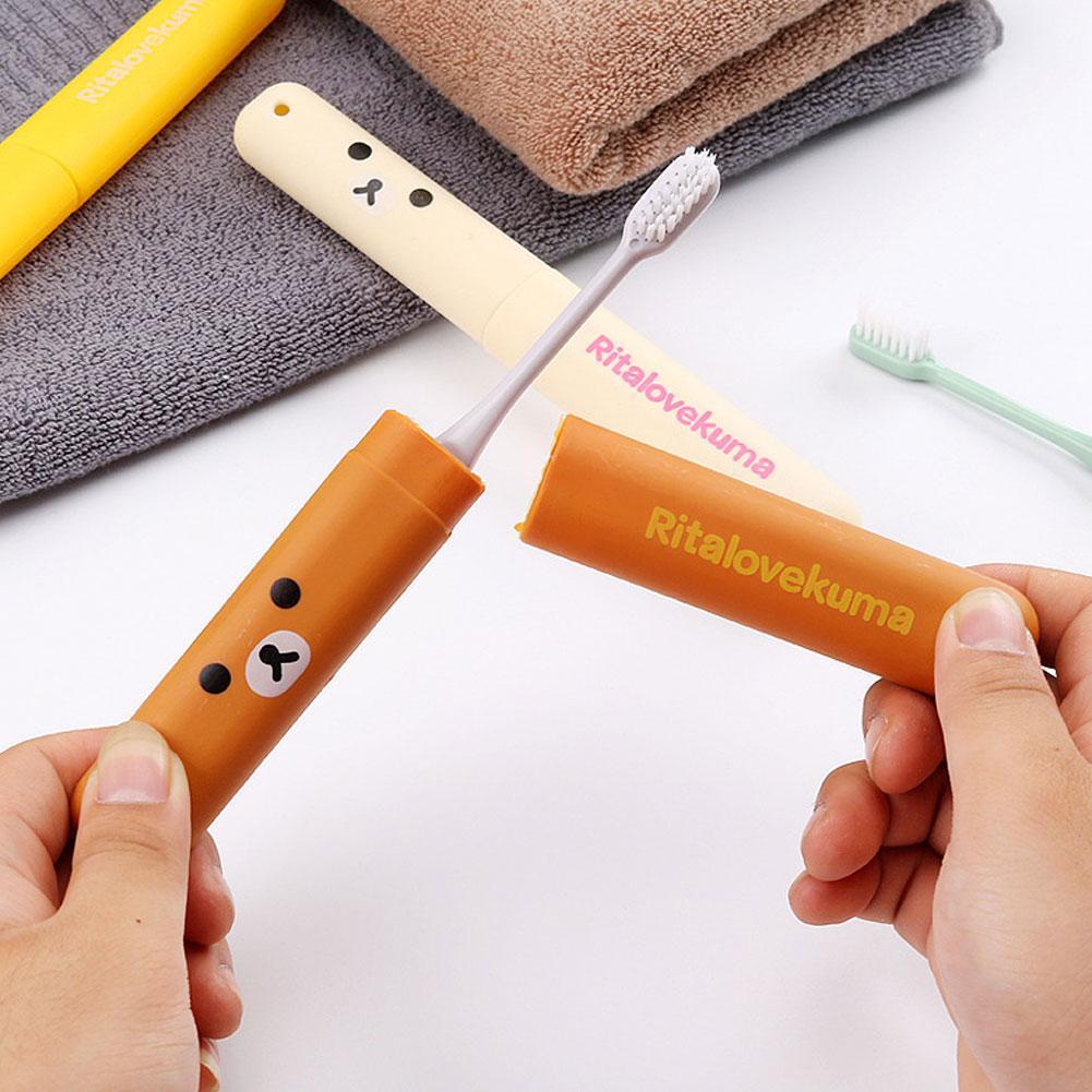 Hộp Đựng Bàn Chải Đánh Răng Hình Trụ Có Nắp Đậy Họa Tiết Hoạt Hình Dễ Thương O7Y2