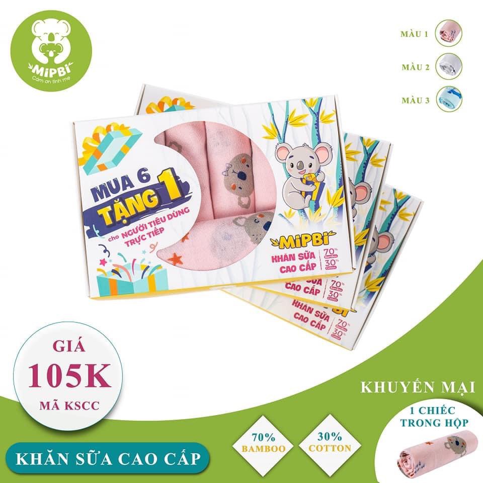 [ MIPBI ] Khăn sữa 70% sợi tre, 30% cotton siêu mềm MIPBI (Hộp 6 chiếc tặng thêm 1 chiếc)