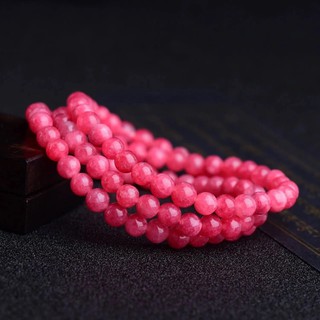 Rhodolite Chalcedony Ba Vòng Tay Hoa Hồng Hibiscus Hồng Họ Chân Dung Chùa Dây Xích Thời Trang Phù Hợp Với