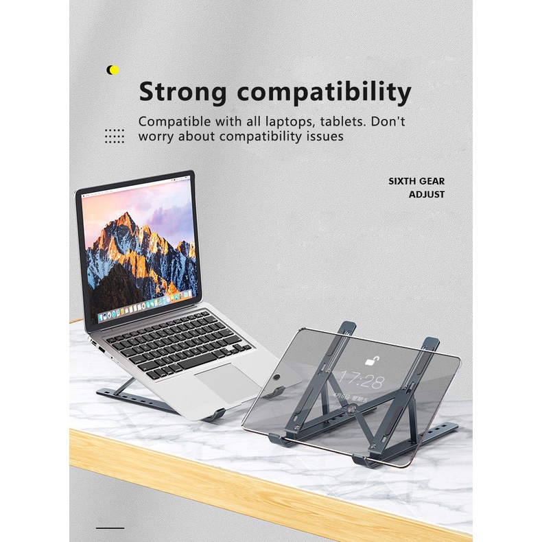 Sang Trọng Giá Đỡ Bằng Hợp Kim Nhôm 6 Cấp Cho Notebook / Máy Tính Bảng 11-17 inch