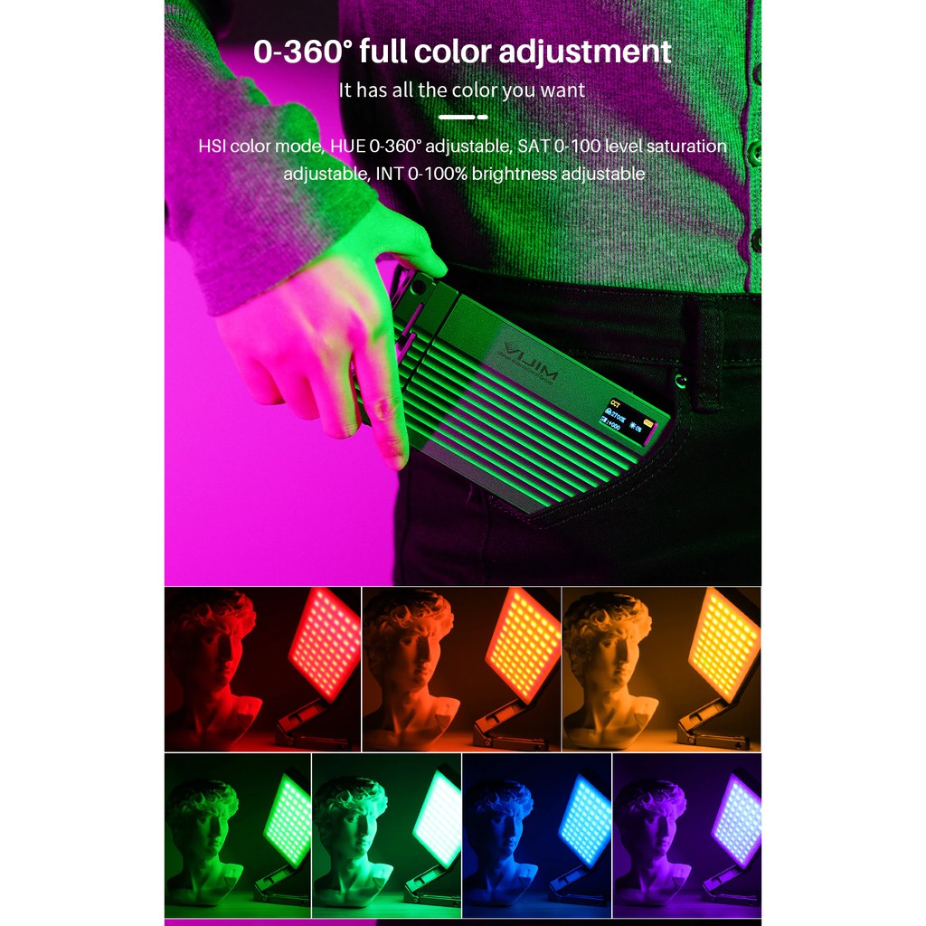 Đèn máy ảnh LED ánh sáng video VIJIM Ulanzi R70 RGB với Magic Arm 360 ° 2700-8500K Đèn chụp ảnh di động 5000mAh