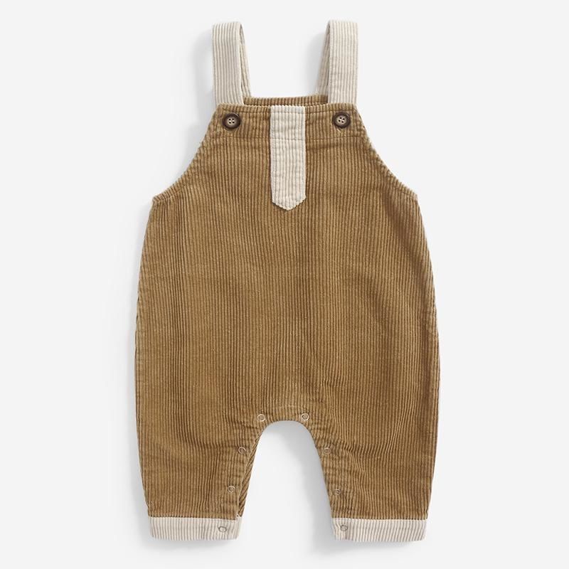 Quần Yếm Dài Vải Nhung Phối Nút Thời Trang Xuân Thu Cho Bé