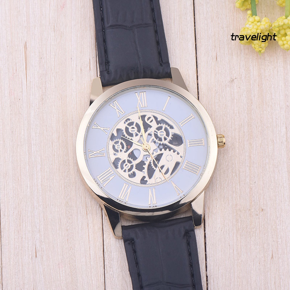 Đồng hồ cơ lộ máy mặt tròn dây giả da thời trang cho nam
 | BigBuy360 - bigbuy360.vn