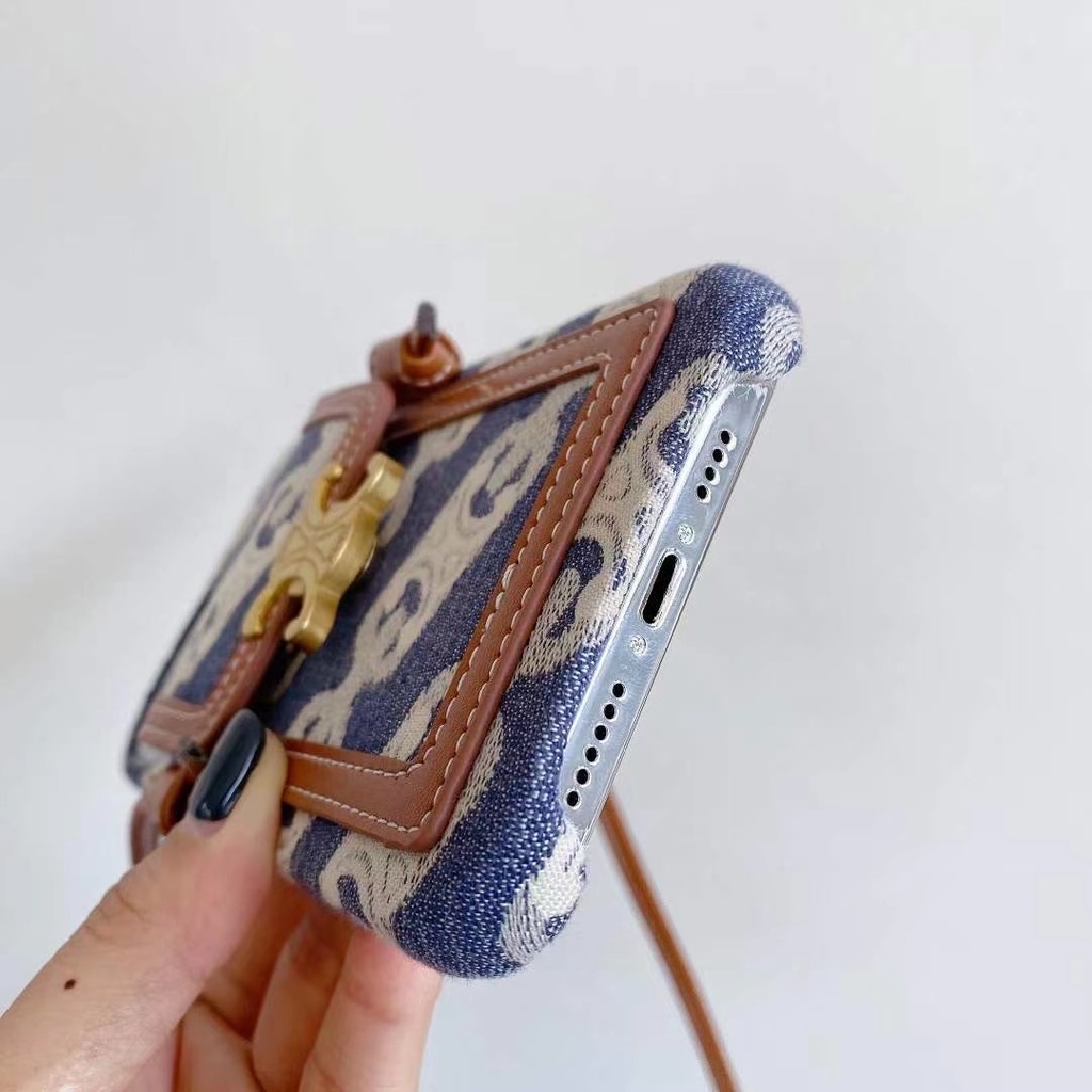 Dây chéo iPhone15pro Max  Vỏ da Apple 12mini iPhone 14 13 12 7Plus 8Plus iPhone11 11ProMax card iPhoneX Xs Max XR Vỏ điện thoại