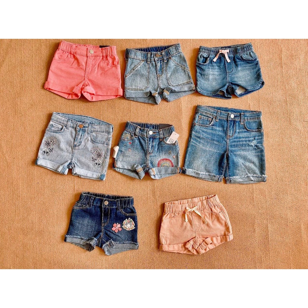 7-18kg Quần Short Jean Bé Gái GP - Xanh Hoa Cầu Vồng