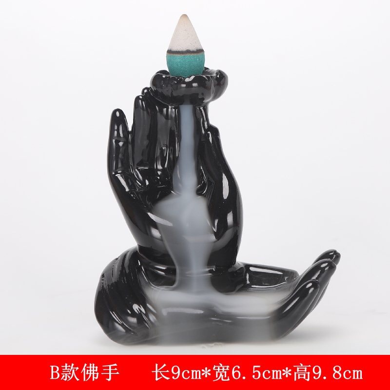 Thác khói Trầm Hương Bàn Tay Phật Hoa Sen Trắng Cao Cấp -