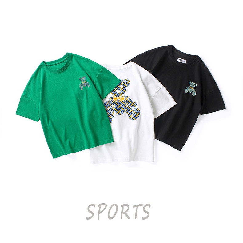 Áo thun SOFFNY cotton tay ngắn in họa tiết hoạt hình/ sọc ca rô thời trang mùa hè cho bé trai 4-16 tuổi