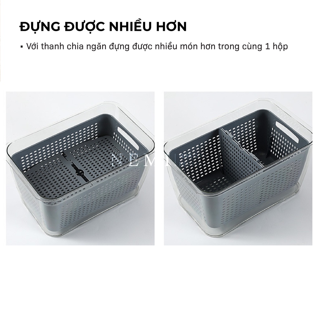 Hộp Đựng Thực Phẩm Tủ Lạnh 2 Lớp SHIMOYAMA Có Lỗ Thoát Nước, Có Khóa Thoát Khí, Dễ Dàng Bảo Quản Rau Củ