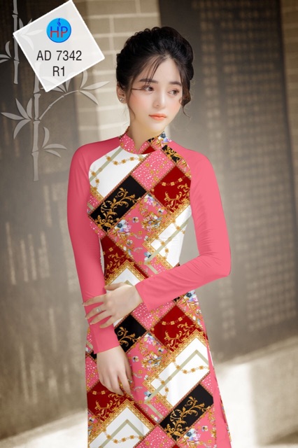 Vải Áo Dài Hoa Phối Ô Đều