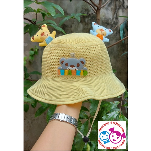 Mũ vải vành tròn dạng lưới hình gấu 3D BearKid cho bé mẫu giáo từ 1 đến 5 tuổi