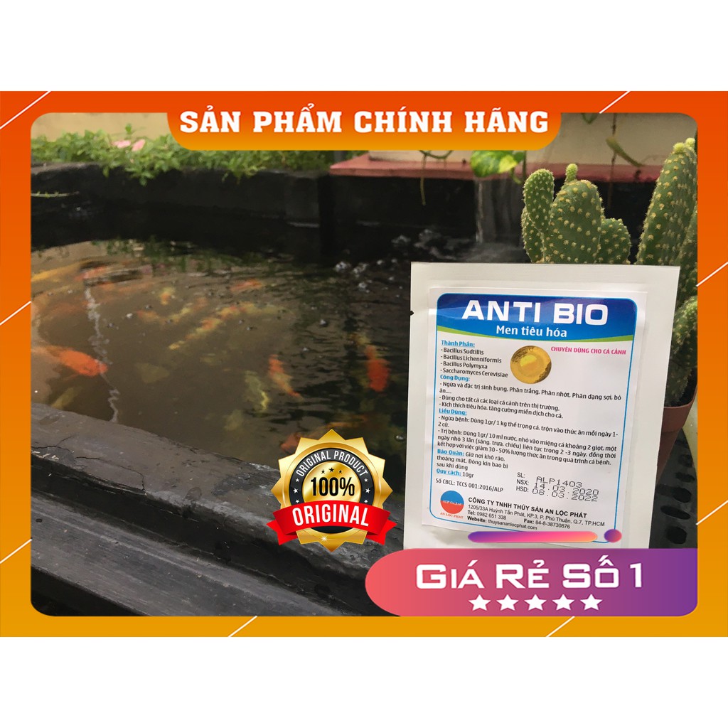 [Hàng chính hãng] Men tiêu hóa anti bio,dành cho cá cảnh gói 10g