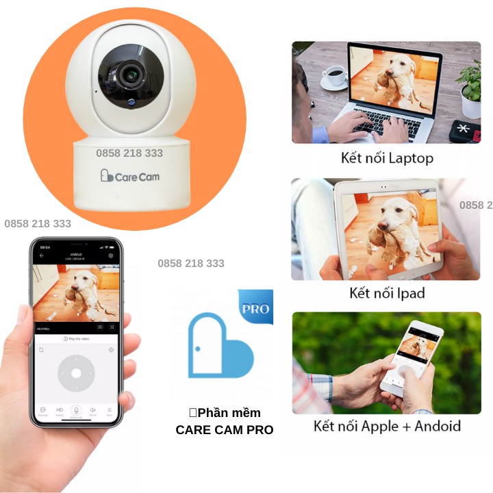 [Mã ELHAMS5 giảm 6% đơn 300K] Camera wifi trong nhà 2.0mpx Carecam onvizcam V5 FullHD 1080p quay 360 độ chip Huawei