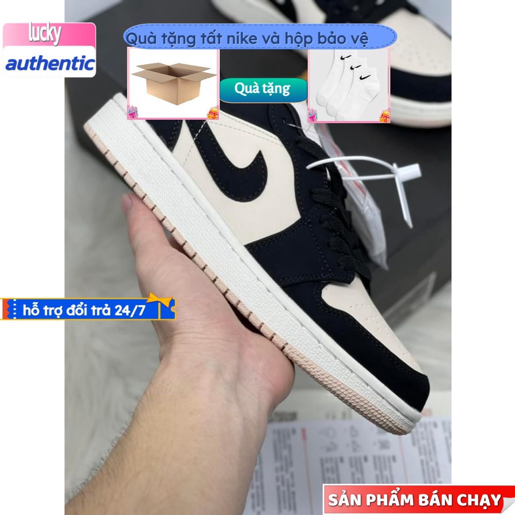 Giày 𝐉𝐨𝐫𝐝𝐚𝐧 1 hồng đen nữ, Giày thể thao JD 1 cổ thấp Black Guava Ice hồng đen bản đẹp full box bill hót trend 2022