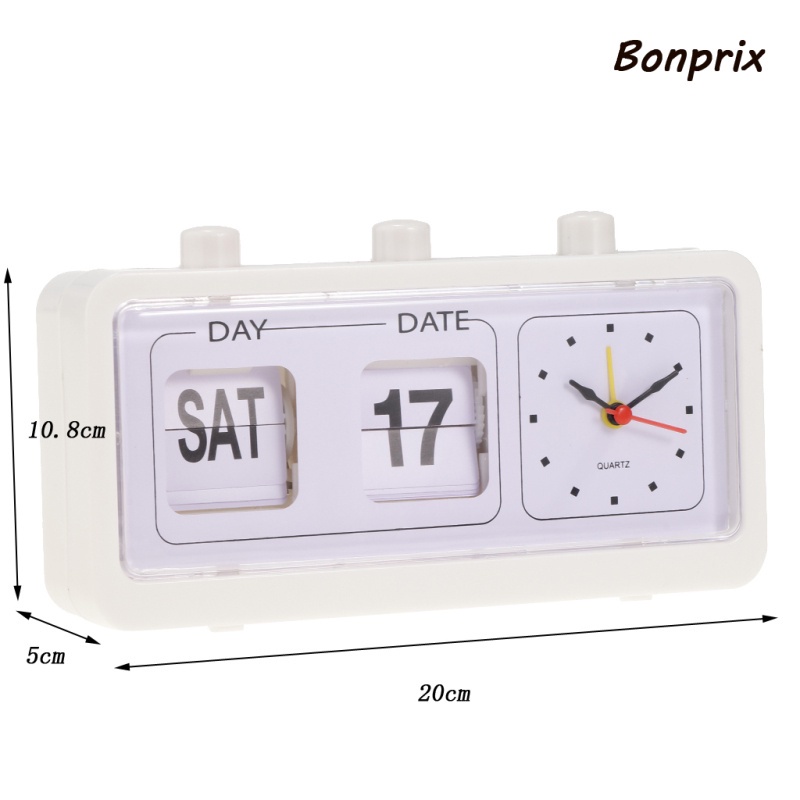 Đồng Hồ Lật Phong Cách Cổ Điển Hiển Thị Ngày Giờ Kỹ Thuật Số Màu Trắng