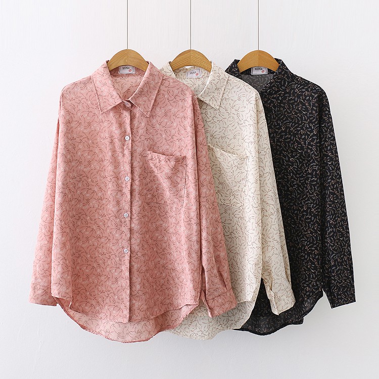 Áo Sơ Mi Voan Họa Tiết Hoa Tay Dài Phong Cách Hàn Quốc Cho Nữ | BigBuy360 - bigbuy360.vn