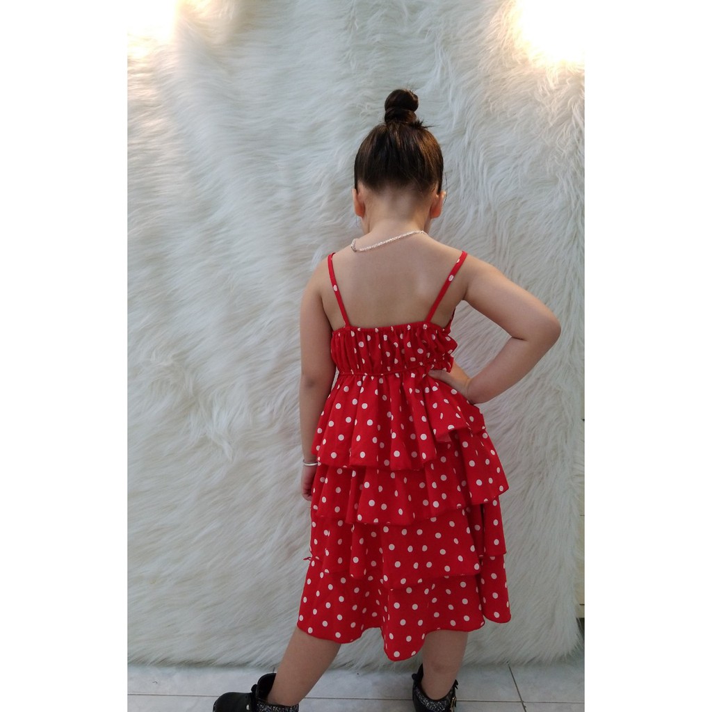 J210 Váy bé gái đại chấm bi đỏ tầng siêu xinh 18-37kg