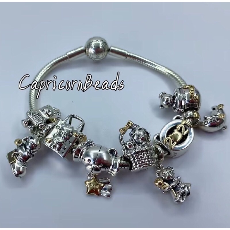 Bộ sưu tập charm gấu auth bằng bạc 925 và vàng 14k